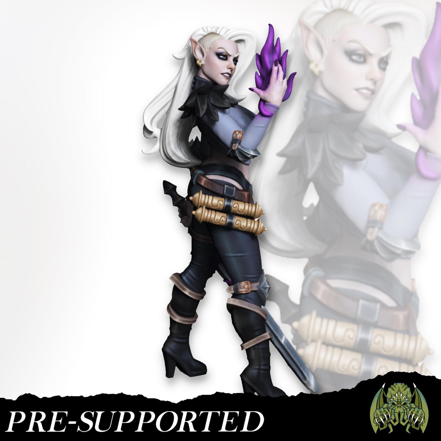 Kayla the Dark Blade Miniature (w/NSFW variation) - Miniatures of Madness - 28mm / 32mm / 36mm / Bust - Unpainted Miniature for TTRPGs