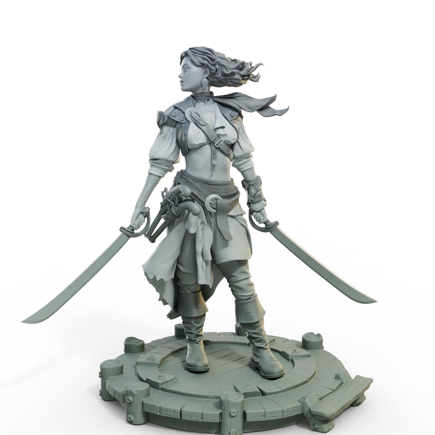 Pirate Nerida Miniature (w/NSFW Variation) - 28mm / 32mm / 36mm / 75mm - Female Miniatures - Resin Printed Miniature for Painting and TTRPGs