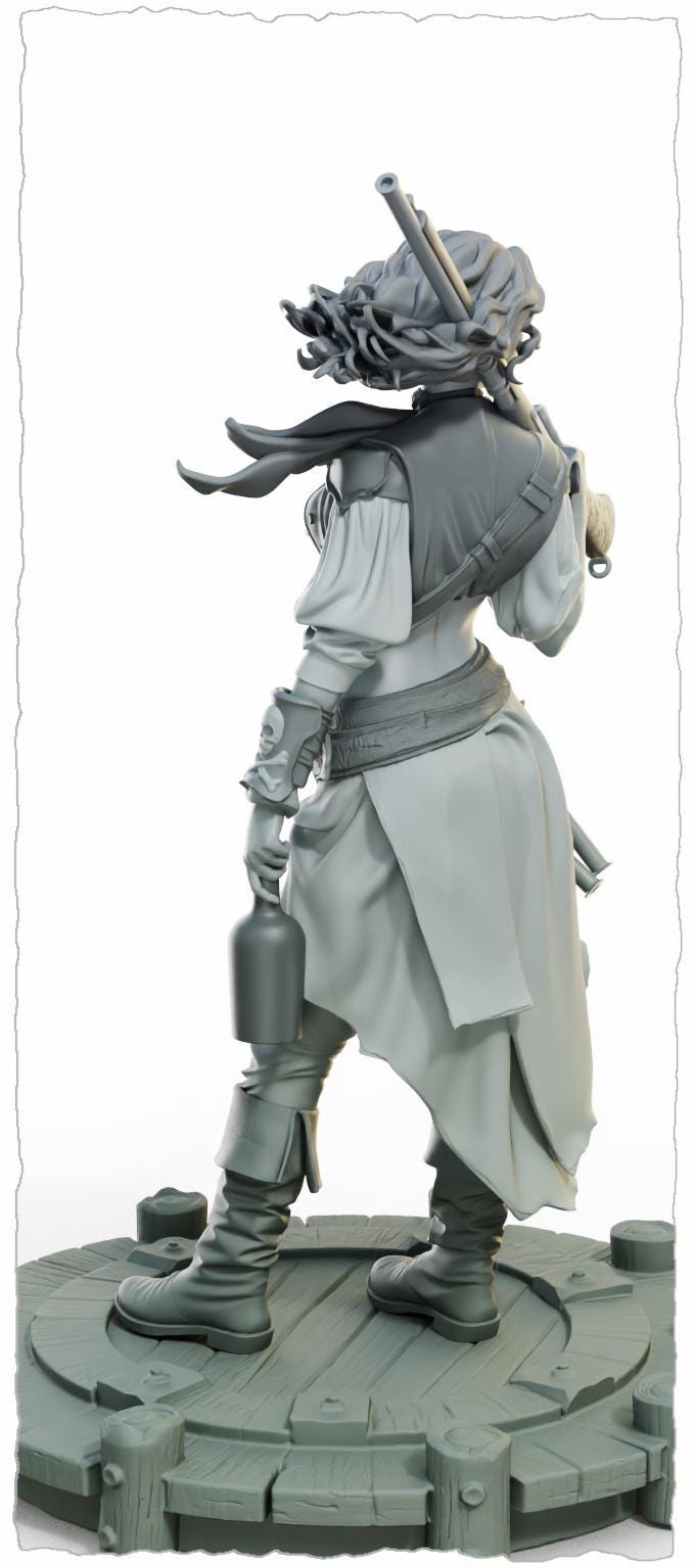 Pirate Nerida Miniature (w/NSFW Variation) - 28mm / 32mm / 36mm / 75mm - Female Miniatures - Resin Printed Miniature for Painting and TTRPGs