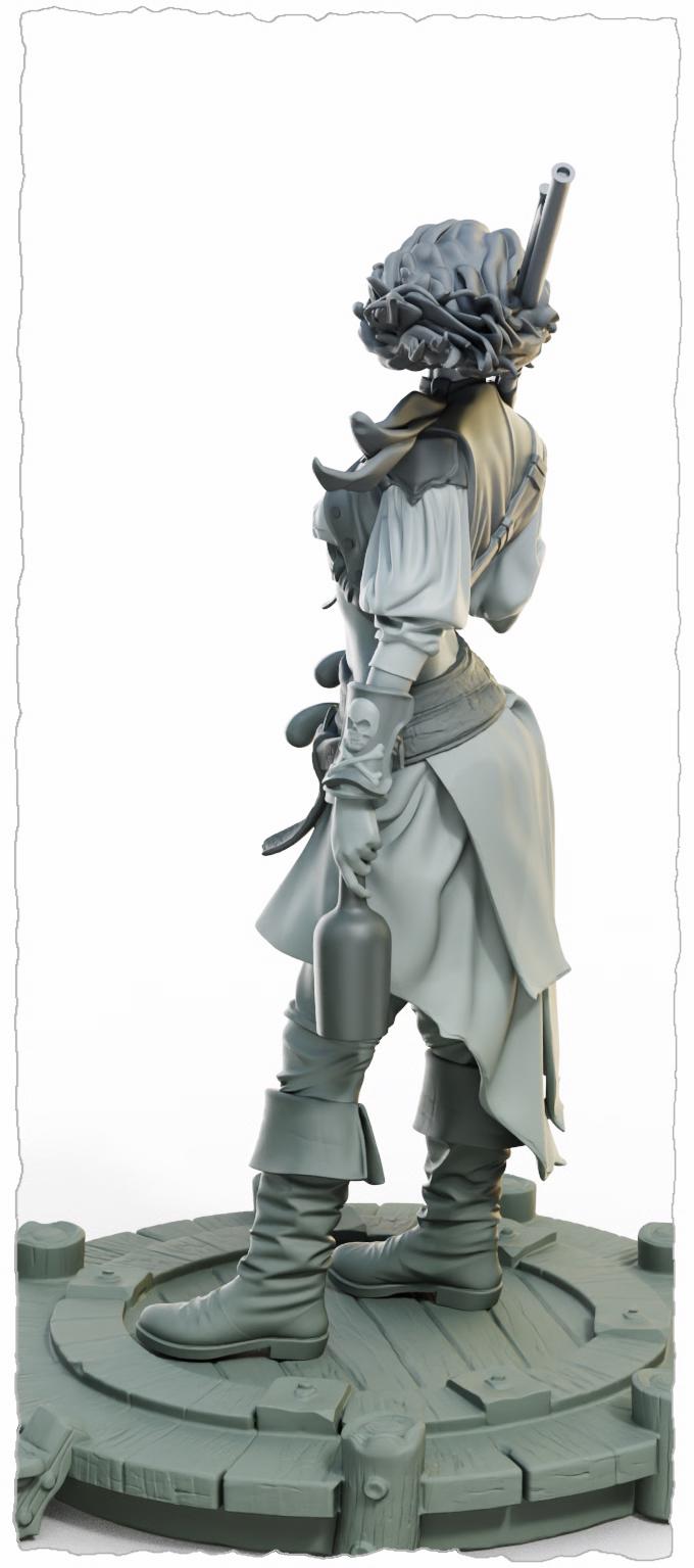 Pirate Nerida Miniature (w/NSFW Variation) - 28mm / 32mm / 36mm / 75mm - Female Miniatures - Resin Printed Miniature for Painting and TTRPGs
