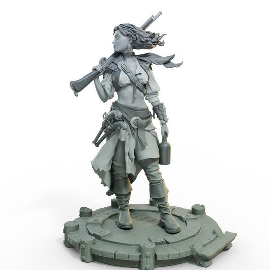 Pirate Nerida Miniature (w/NSFW Variation) - 28mm / 32mm / 36mm / 75mm - Female Miniatures - Resin Printed Miniature for Painting and TTRPGs