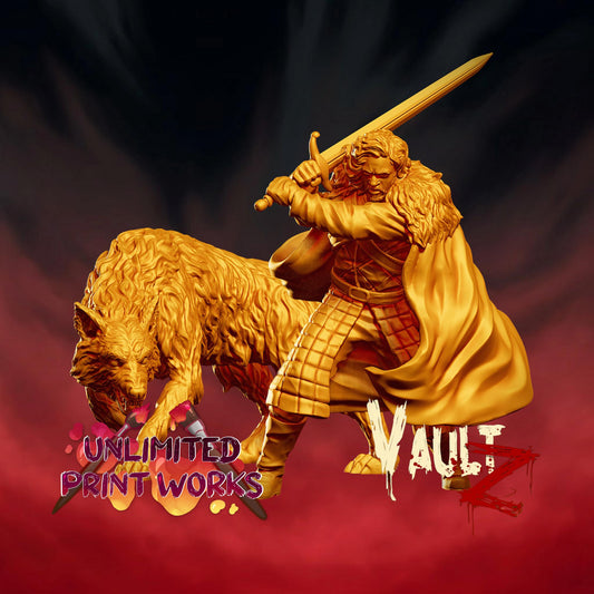 Jorlan Frost and Wolf Miniature - 28mm / 32mm / 36mm - VaultZ - Resin Printed Figures for D&D, TTRPGs, Zombicide, and Board Games