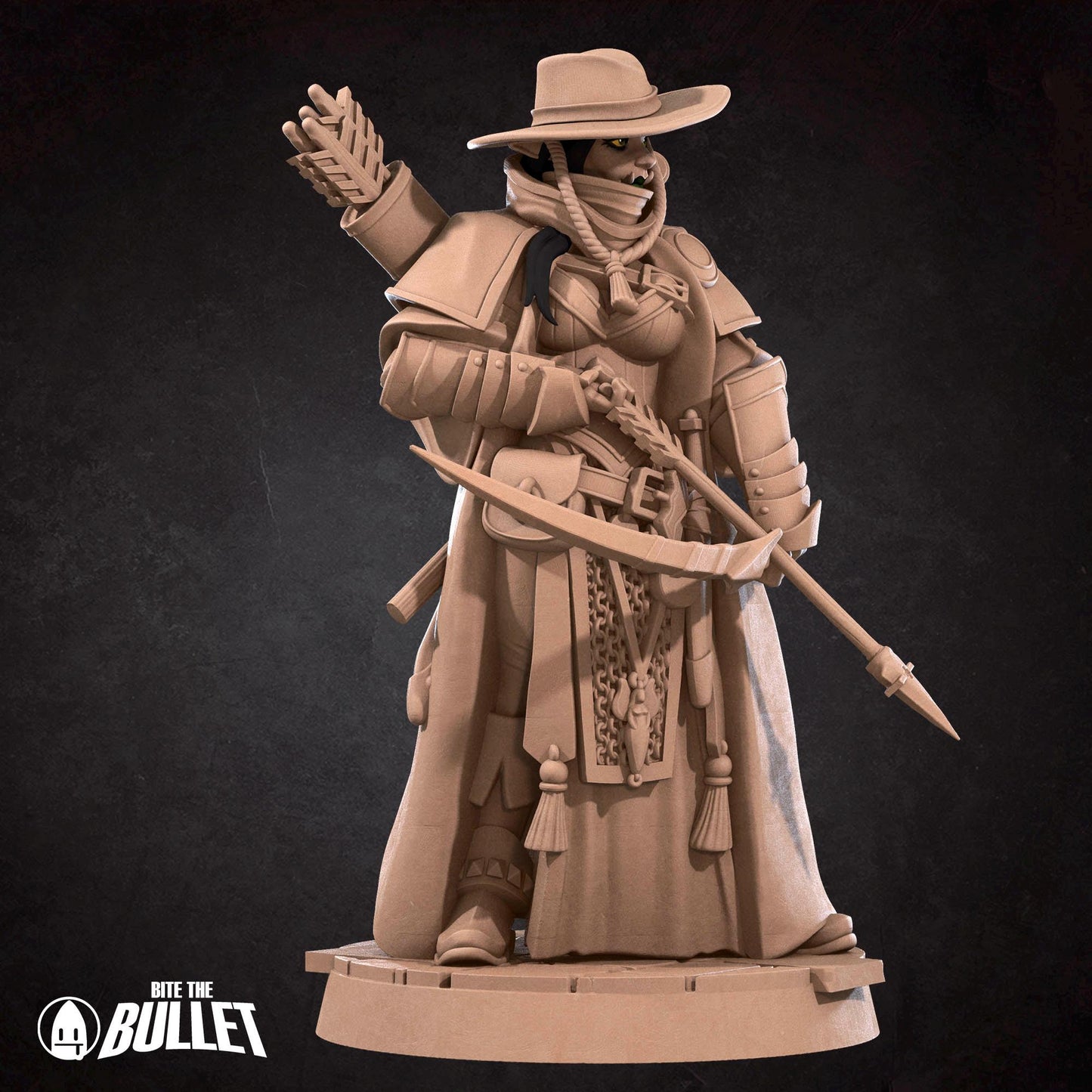 Half-Orc Ranger Vindicator Miniature - 28mm / 32mm / 36mm - Bite the Bullet - Resin Printed Figure for D&D, TTRPGs, and Board Games