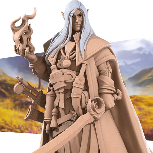 Half-Elf Magus Miniature - 28mm / 32mm / 36mm - Bite the Bullet - Resin Printed Figure for D&D, TTRPGs, and Board Games