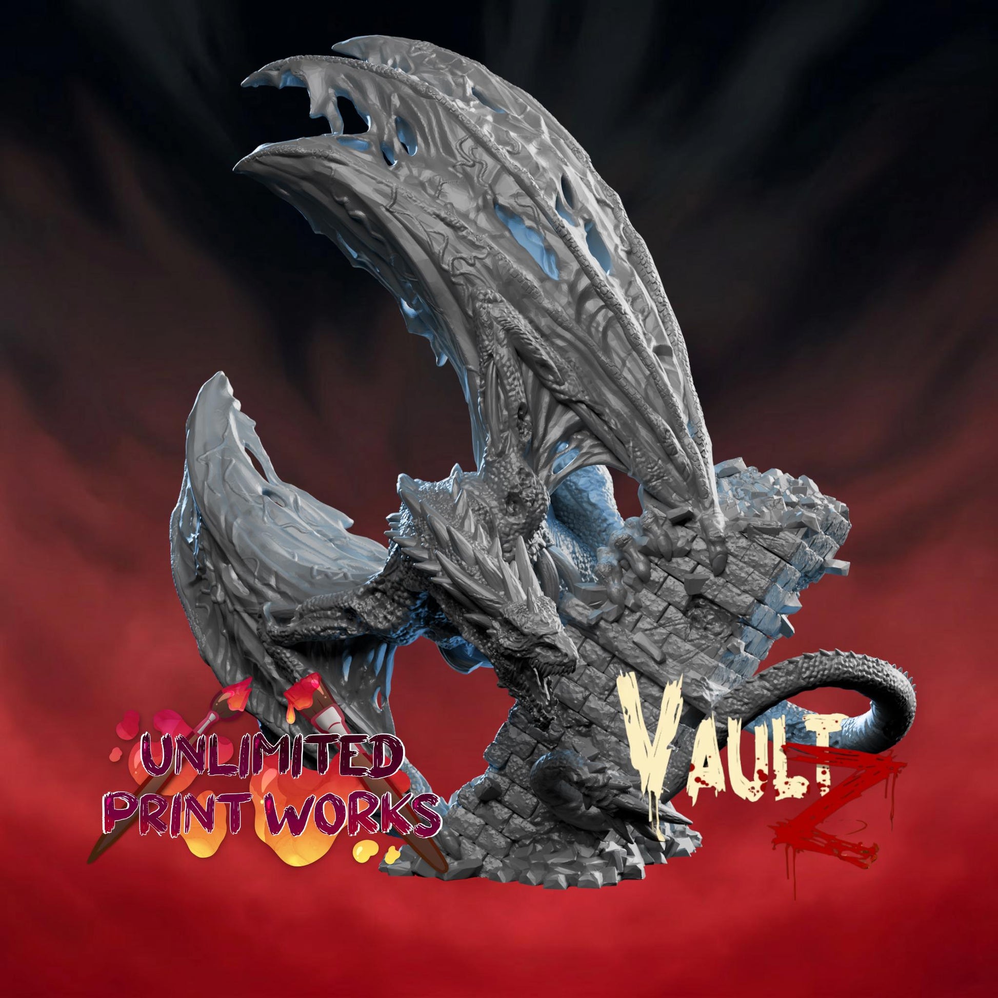 Zombie Dragon Miniature - VaultZ - Resin Printed Figures for D&D, TTRPGs, Zombicide, and Board Games