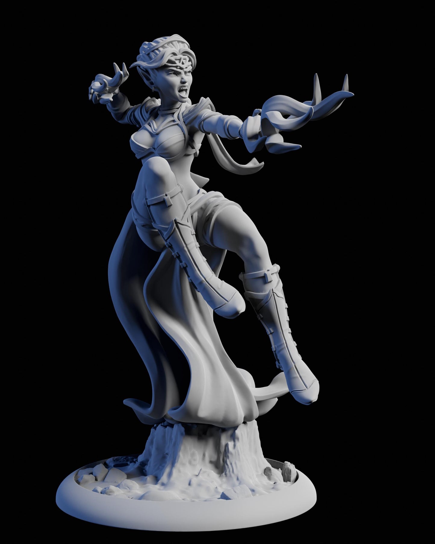 Female Fantasy Elves Miniature (5 Variations) - Claudia's Gallery - 28mm / 32mm / 36mm / 75mm - Resin Printed Figure for D&D and TTRPGs