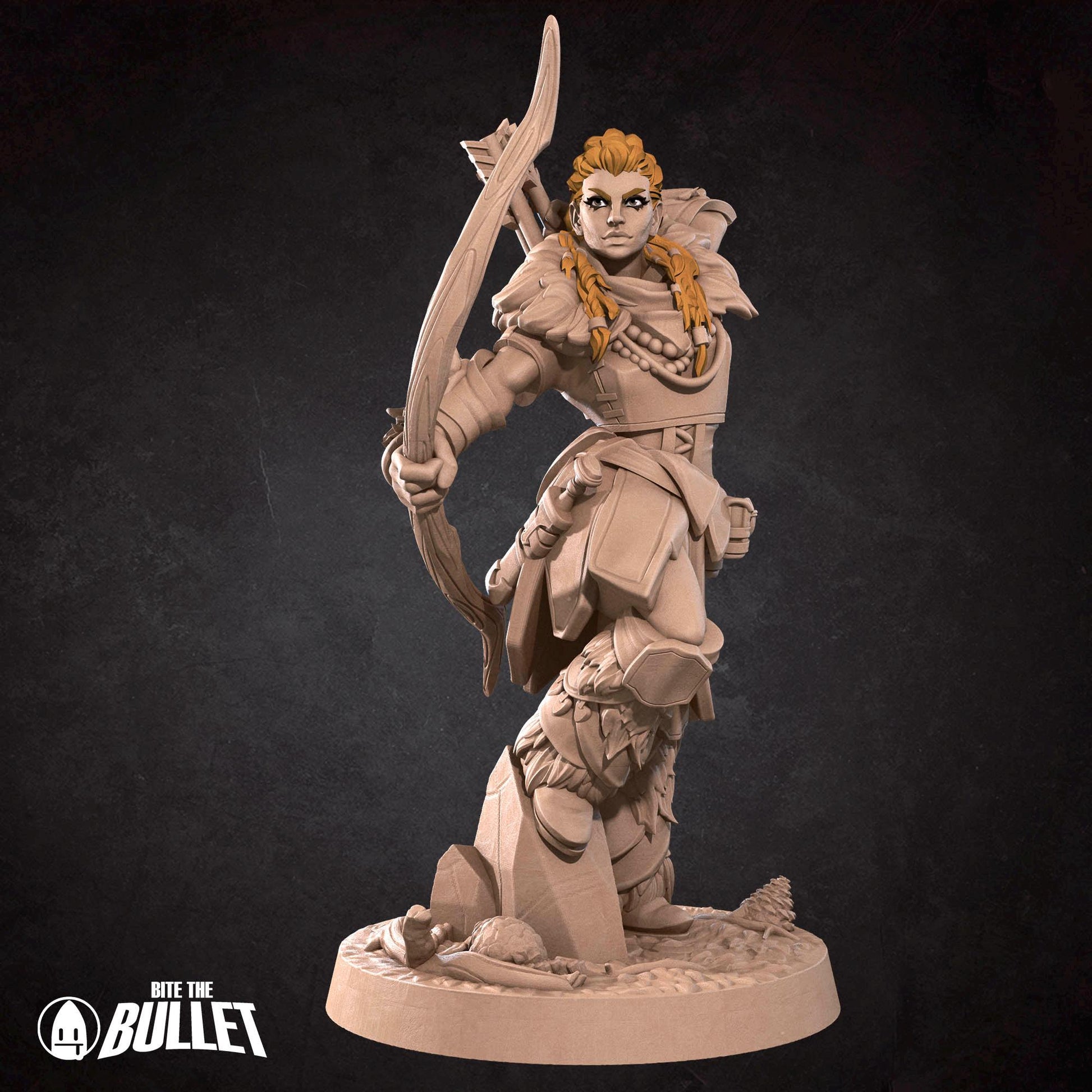 Flame-Hair Ranger Miniature - 28mm / 32mm / 36mm - Bite the Bullet - Resin Printed Figure for D&D, TTRPGs, and Board Games