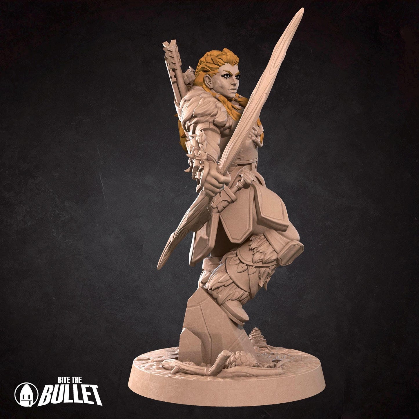 Flame-Hair Ranger Miniature - 28mm / 32mm / 36mm - Bite the Bullet - Resin Printed Figure for D&D, TTRPGs, and Board Games