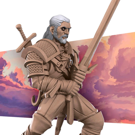 White Wolf Knight Miniature - 28mm / 32mm / 36mm - Bite the Bullet - Resin Printed Figure for D&D, TTRPGs, and Board Games