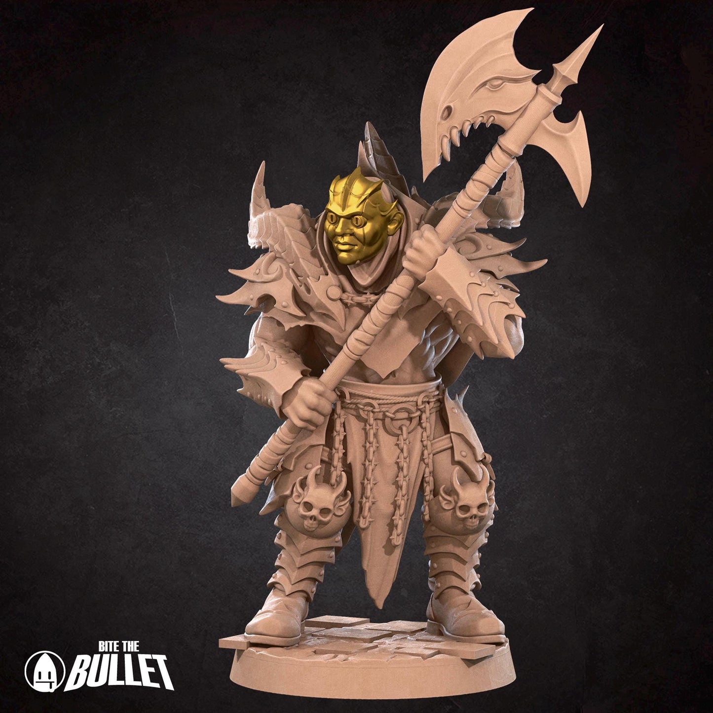 Masked Warrior Miniature (2 Variations) - 28mm / 32mm / 36mm - Bite the Bullet - Resin Printed Figure for D&D, TTRPGs, and Board Games