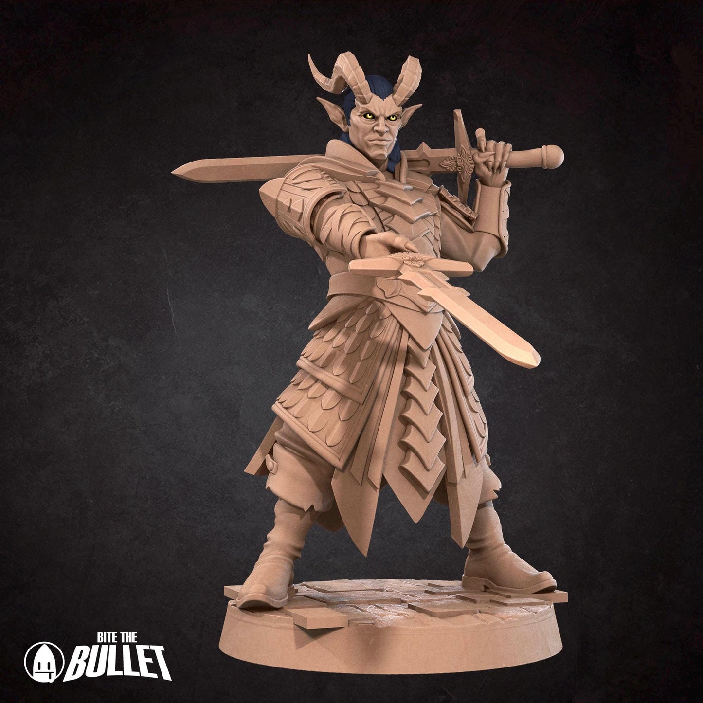 Tiefling Paladin Miniature - 28mm / 32mm / 36mm - Bite the Bullet - Resin Printed Figure for D&D, TTRPGs, and Board Games