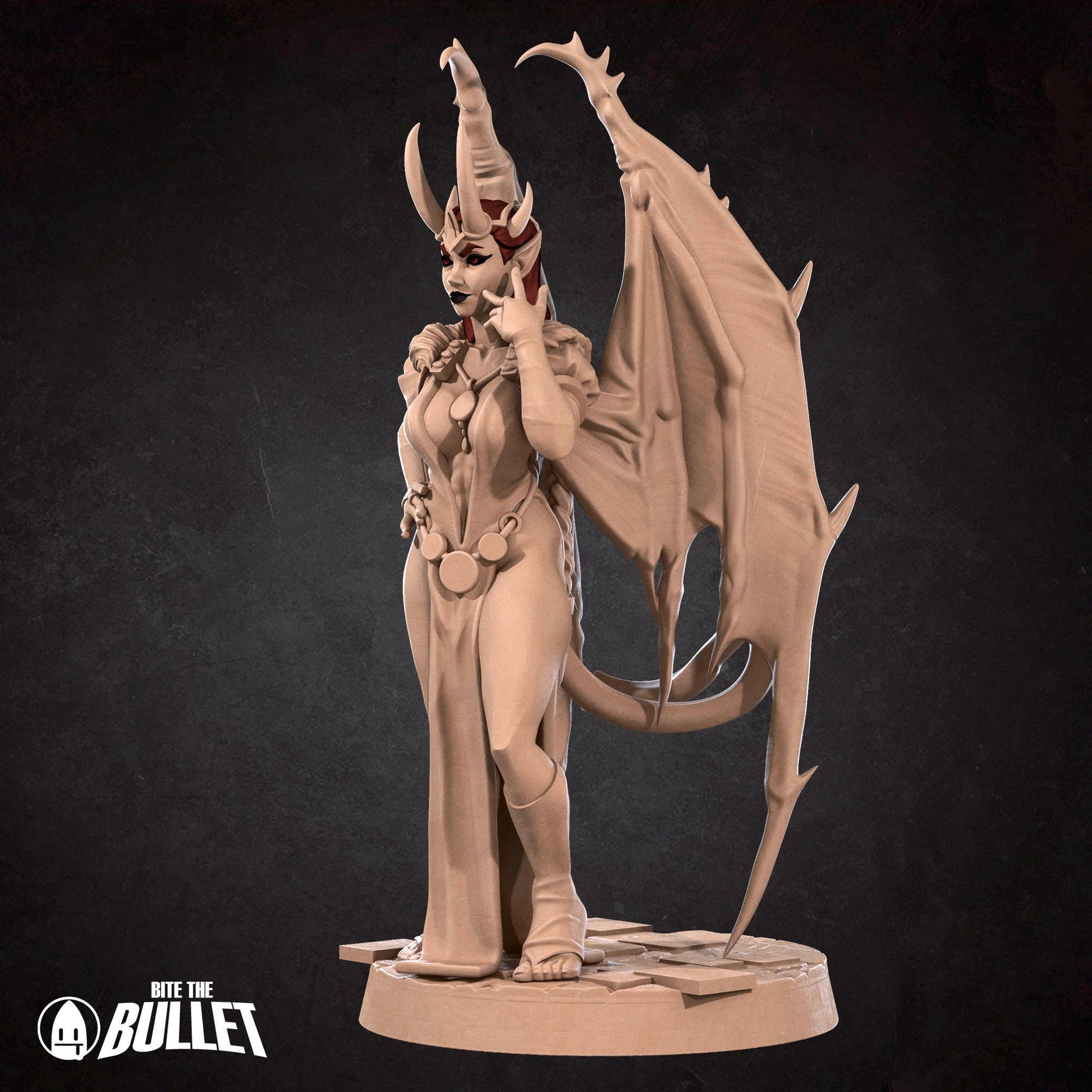 Cambion Sorceress Miniature - 28mm / 32mm / 36mm - Bite the Bullet - Resin Printed Figure for D&D, TTRPGs, and Board Games