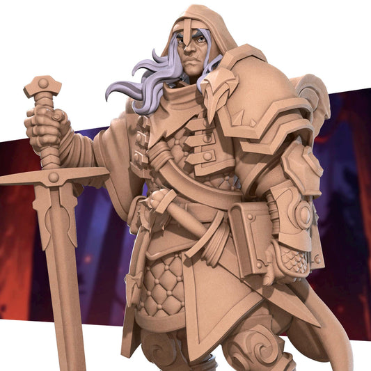 Human Paladin Miniature - 28mm / 32mm / 36mm - Bite the Bullet - Resin Printed Figure for D&D, TTRPGs, and Board Games