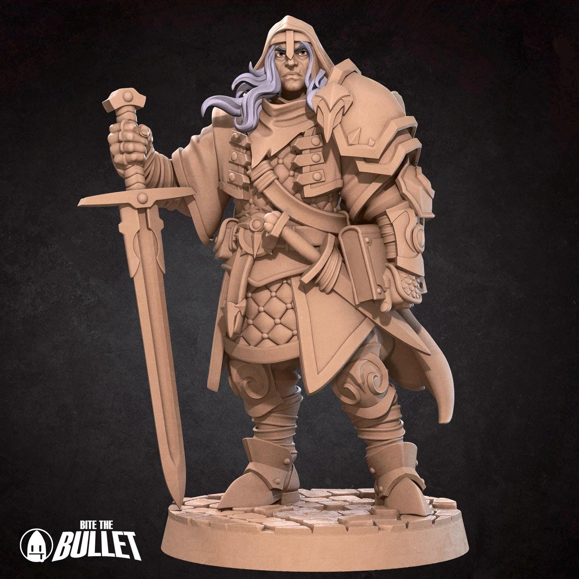 Human Paladin Miniature - 28mm / 32mm / 36mm - Bite the Bullet - Resin Printed Figure for D&D, TTRPGs, and Board Games