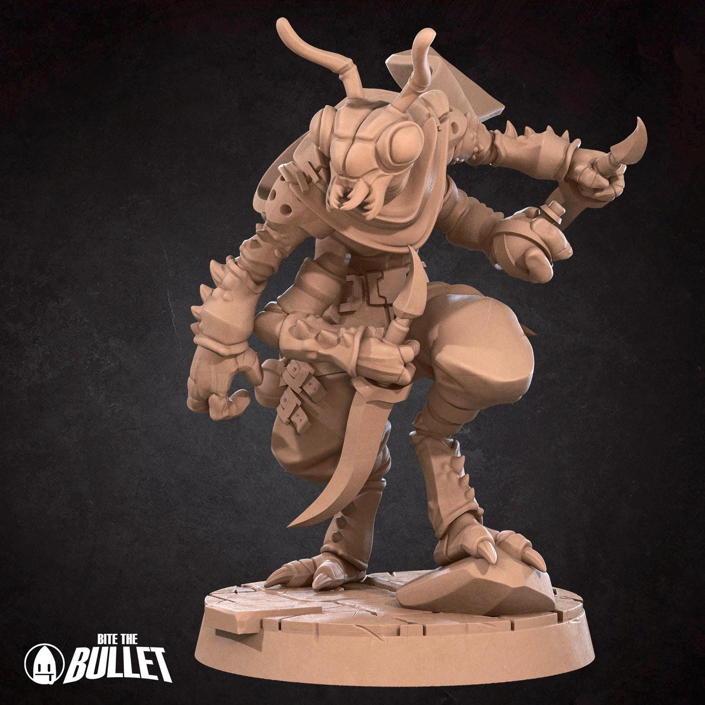 Thri-Kreen Assassin Miniature - 28mm / 32mm / 36mm - Bite the Bullet - Resin Printed Figure for D&D, TTRPGs, and Board Games