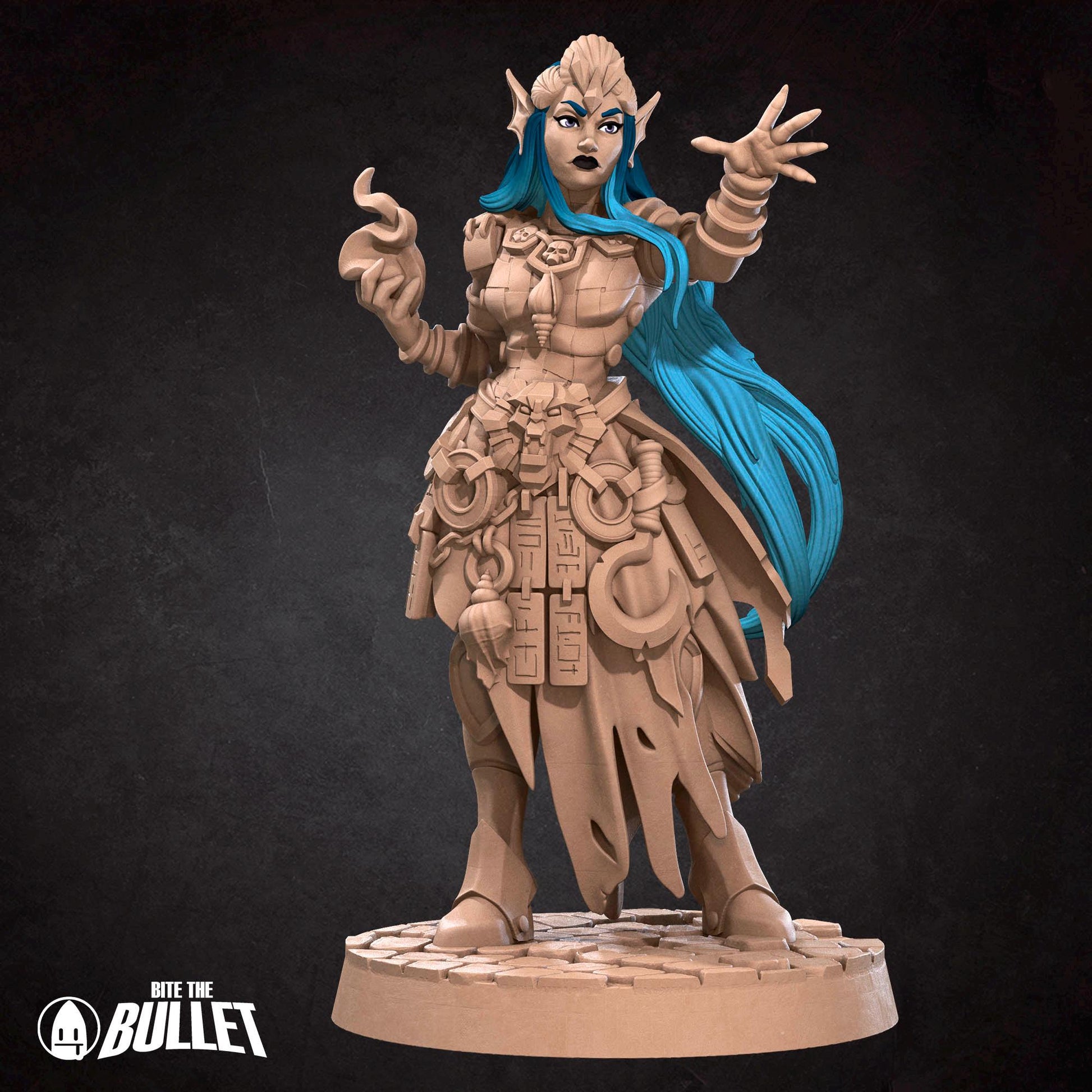 Triton Sorceress Miniature - 28mm / 32mm / 36mm - Bite the Bullet - Resin Printed Figure for D&D, TTRPGs, and Board Games