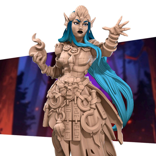 Triton Sorceress Miniature - 28mm / 32mm / 36mm - Bite the Bullet - Resin Printed Figure for D&D, TTRPGs, and Board Games