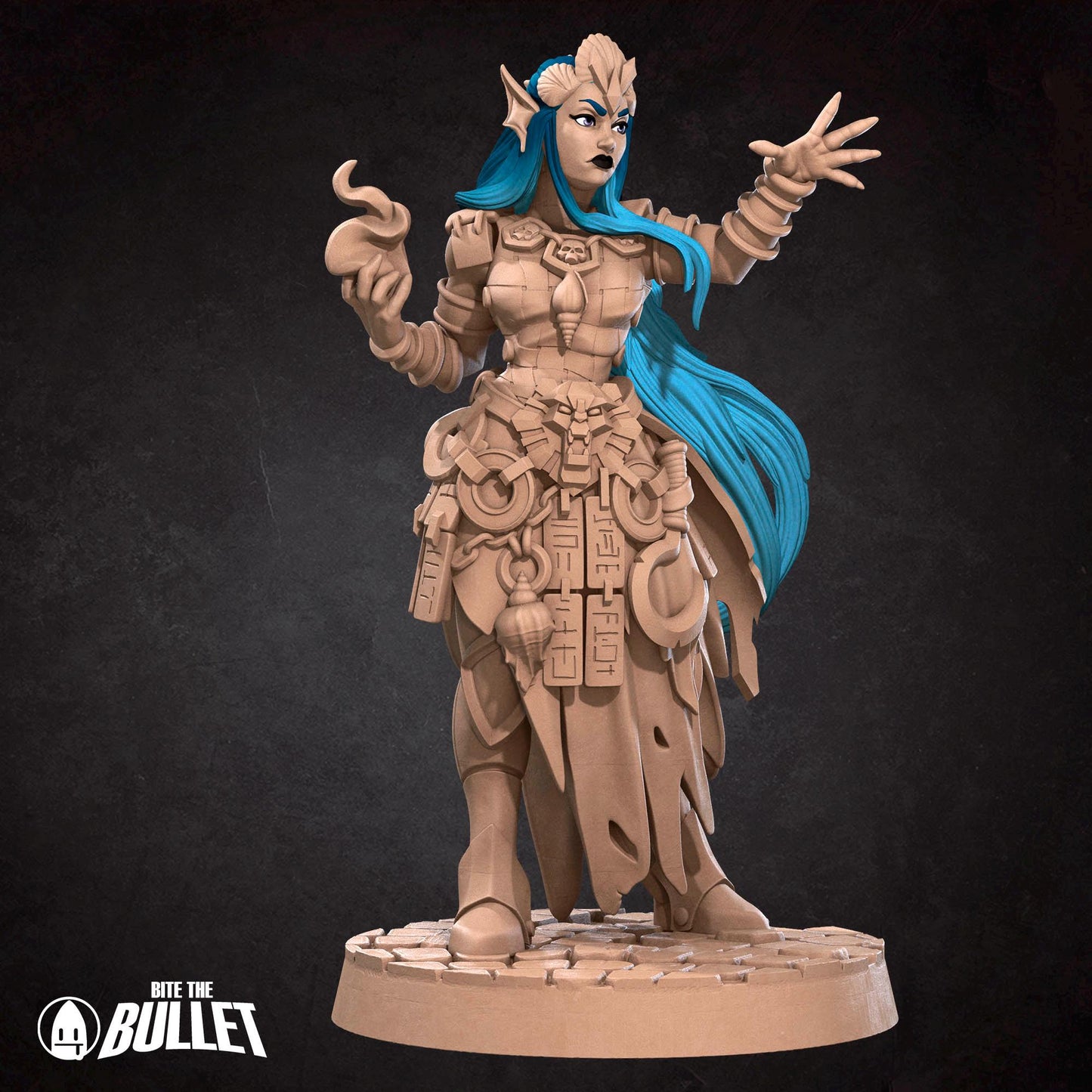 Triton Sorceress Miniature - 28mm / 32mm / 36mm - Bite the Bullet - Resin Printed Figure for D&D, TTRPGs, and Board Games