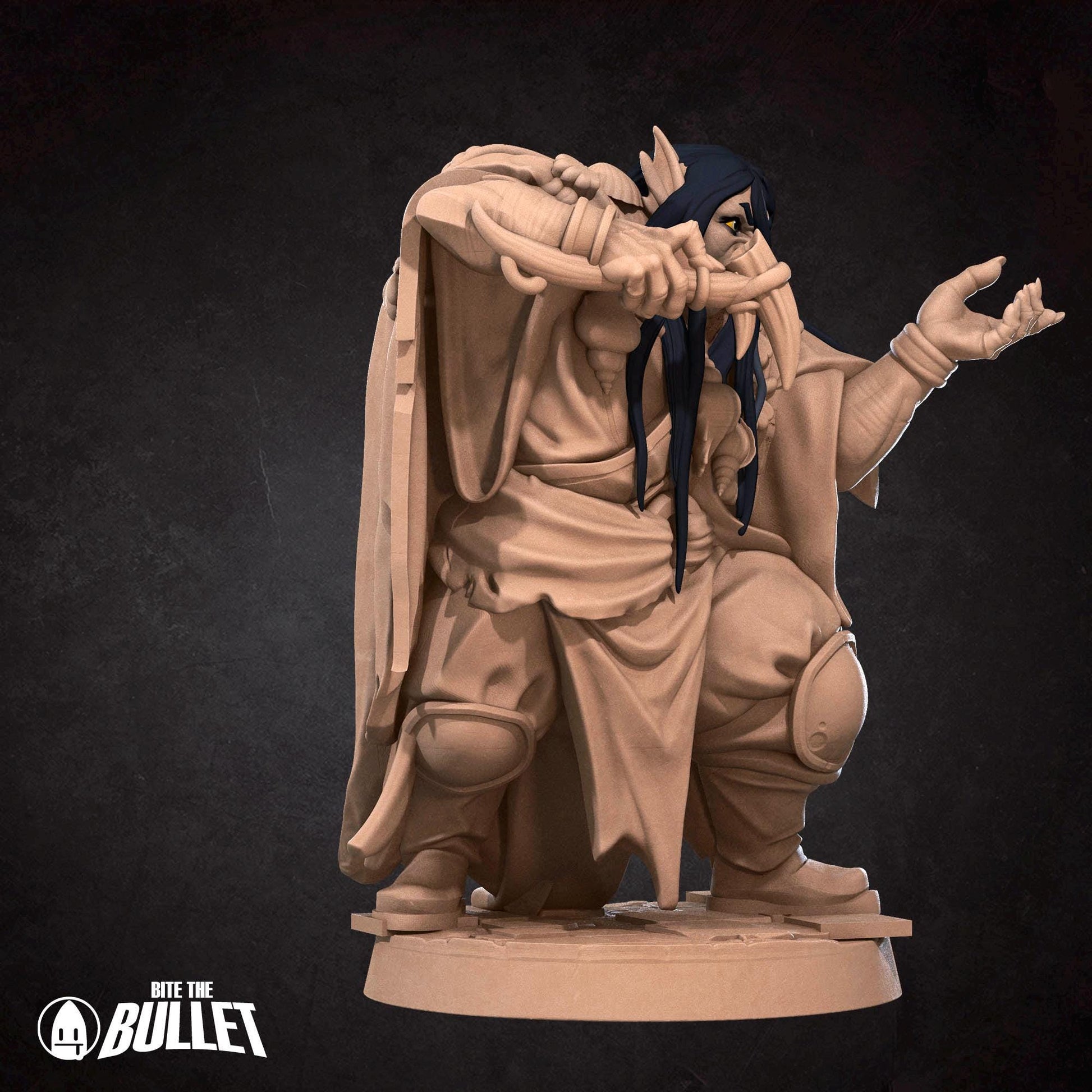 Triton Warlock Miniature - 28mm / 32mm / 36mm - Bite the Bullet - Resin Printed Figure for D&D, TTRPGs, and Board Games