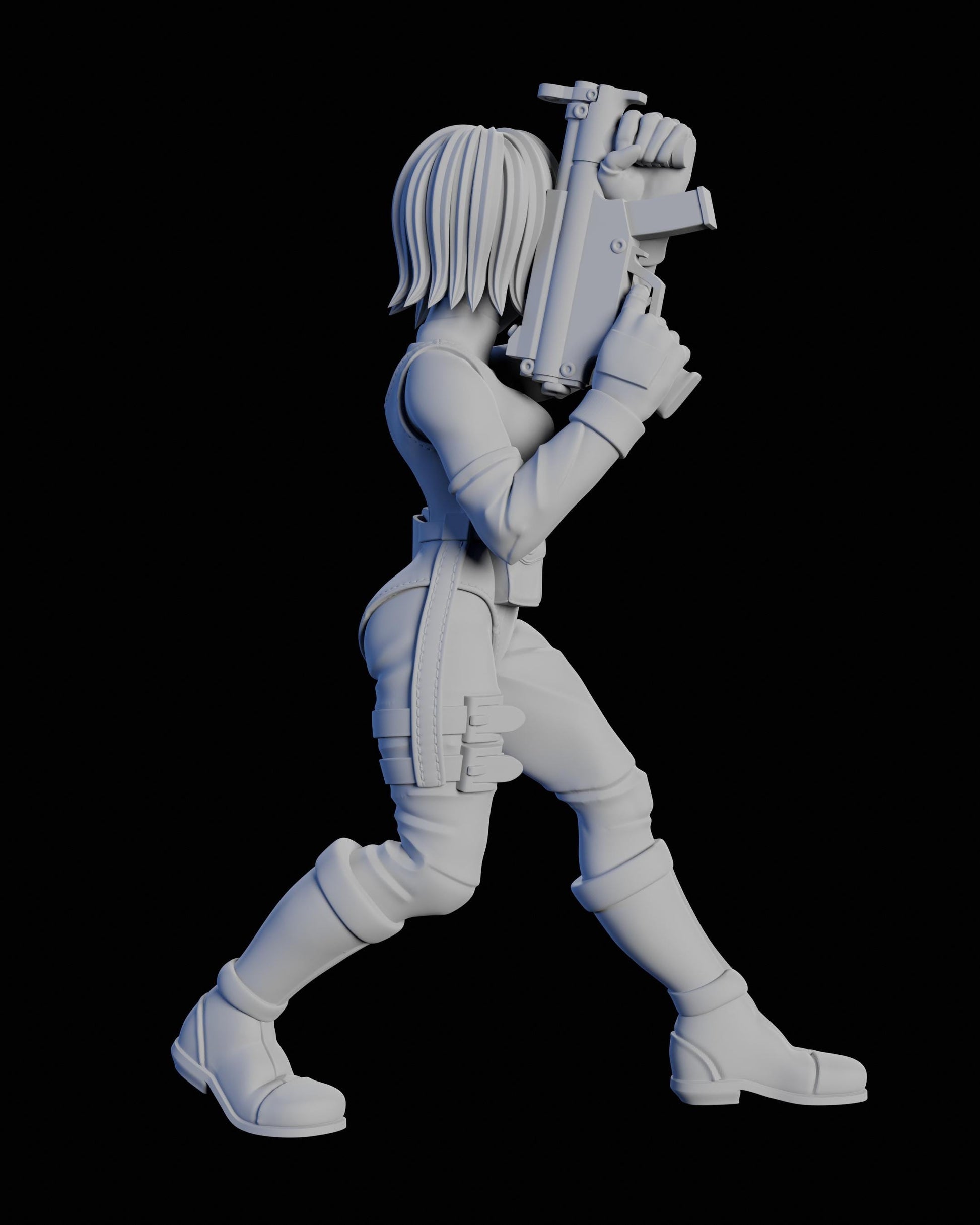Dino Huntress Miniature - 28mm / 32mm / 36mm / 75mm - Ethan Savage Studios - Unpainted Resin Printed Figure for D&D, TTRPGs, and Board Games