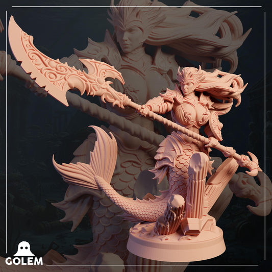Mermaid Joelyn Miniature - 28mm / 32mm / 36mm / 75mm - GOLEM WORKSHOP 3D - Resin Printed Figure for D&D, TTRPGs, and Board Games