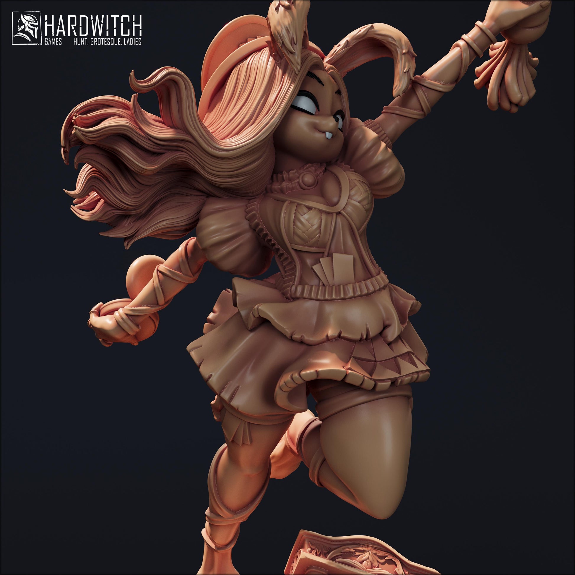 Rabbitfolk Sarah Tataki Miniature - 28mm / 32mm / 36mm / 75mm - HardWitch Games - Resin Printed Figure for TTRPGs and Board Games