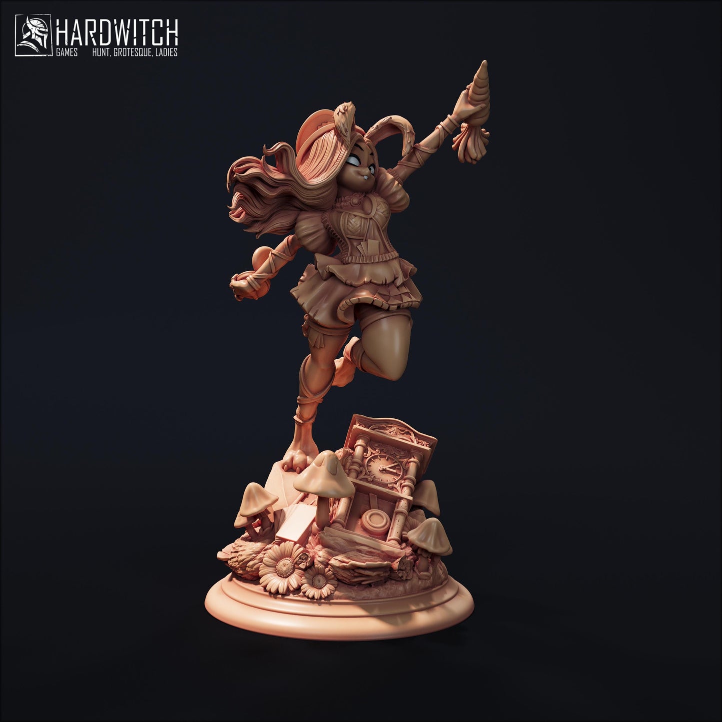 Rabbitfolk Sarah Tataki Miniature - 28mm / 32mm / 36mm / 75mm - HardWitch Games - Resin Printed Figure for TTRPGs and Board Games