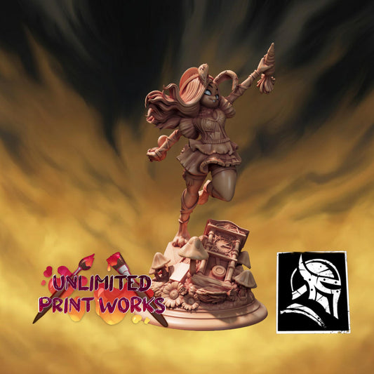 Rabbitfolk Sarah Tataki Miniature - 28mm / 32mm / 36mm / 75mm - HardWitch Games - Resin Printed Figure for TTRPGs and Board Games