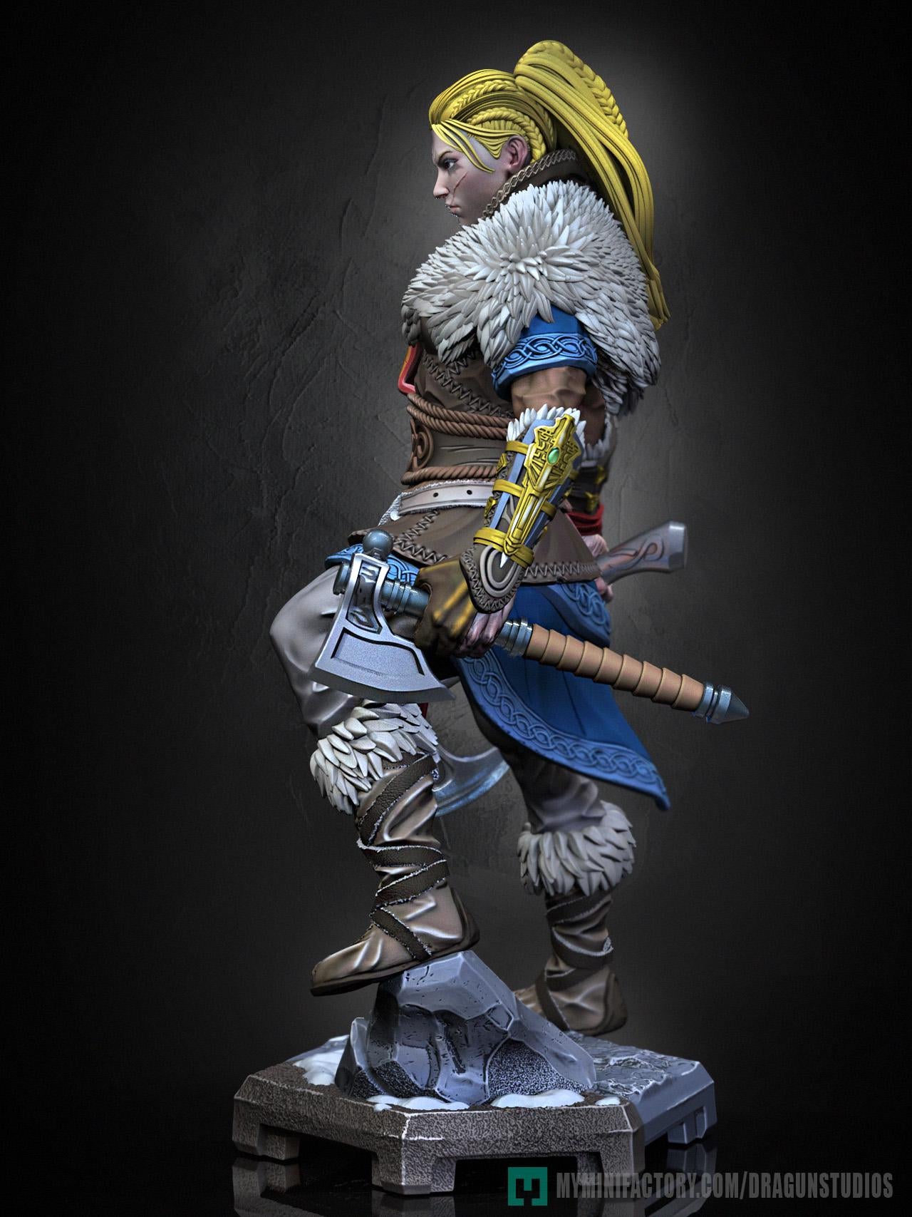 Viking Valkyrie Miniature - 28mm / 32mm / 36mm / 75mm - DraGun - Resin Printed Figure for TTRPGs and Board Games