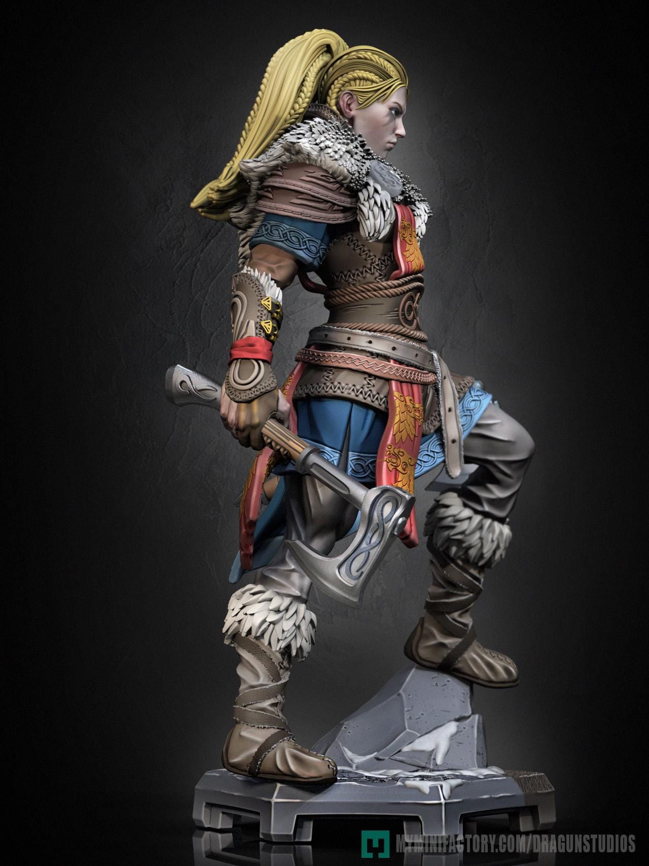 Viking Valkyrie Miniature - 28mm / 32mm / 36mm / 75mm - DraGun - Resin Printed Figure for TTRPGs and Board Games