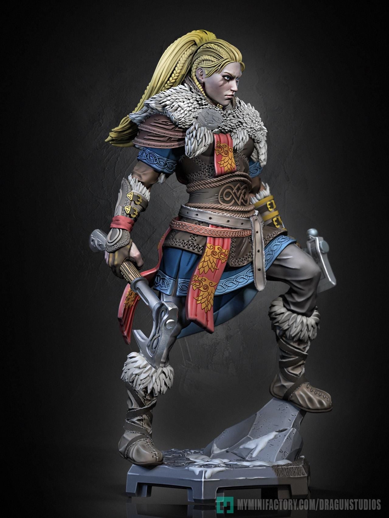 Viking Valkyrie Miniature - 28mm / 32mm / 36mm / 75mm - DraGun - Resin Printed Figure for TTRPGs and Board Games