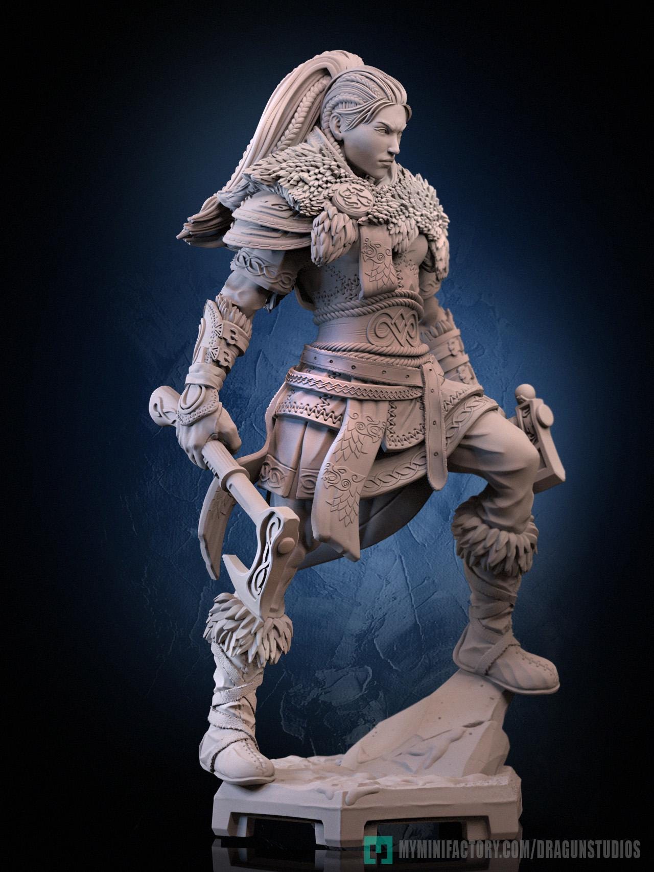 Viking Valkyrie Miniature - 28mm / 32mm / 36mm / 75mm - DraGun - Resin Printed Figure for TTRPGs and Board Games