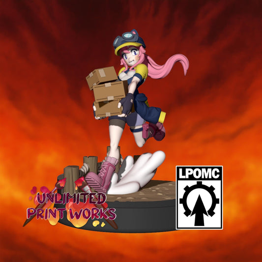 Delivery Girl Miniature - 28mm / 32mm / 36mm / 75mm - LPOMC - Unpainted Resin Printed Figure for D&D, TTRPGs, and Board Games