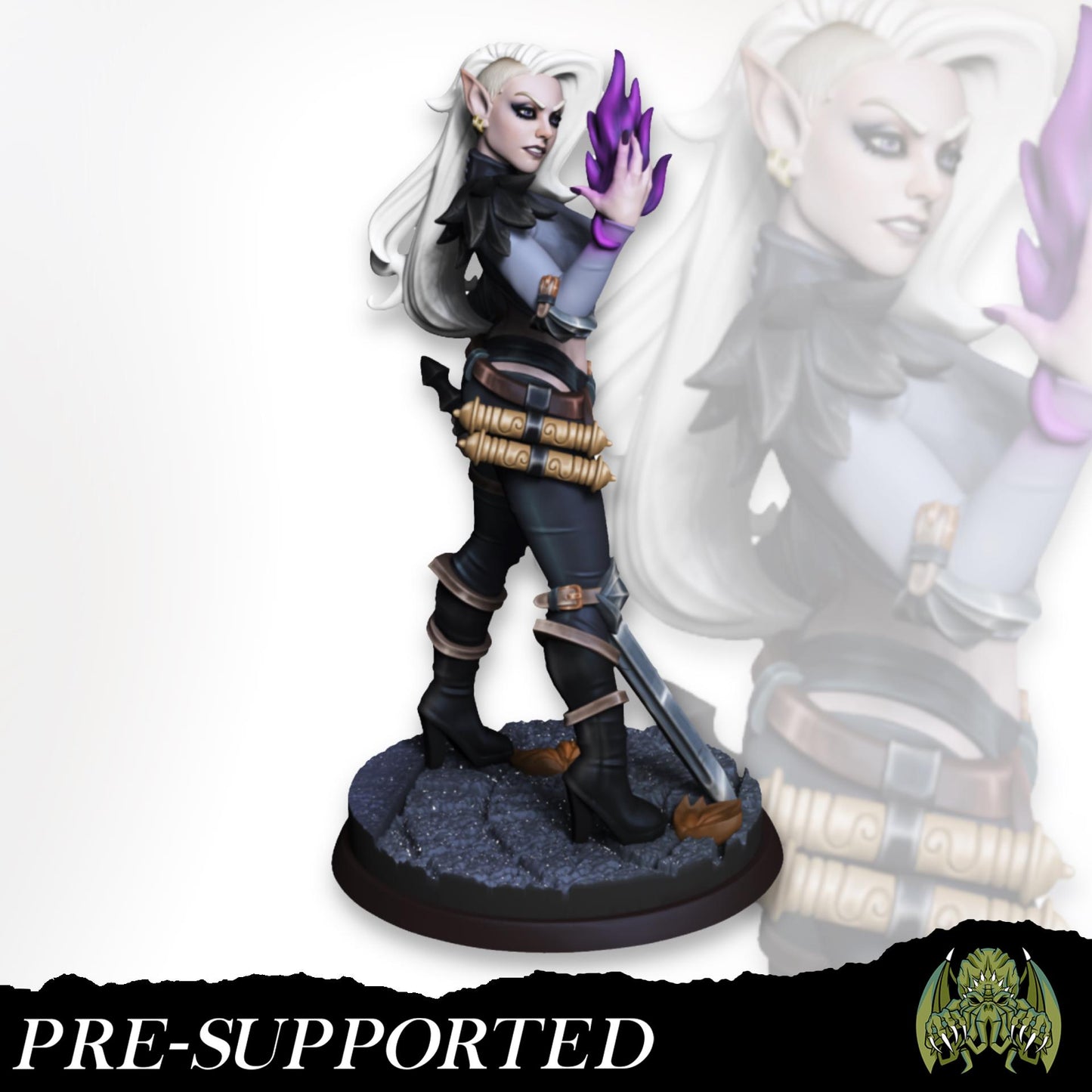 Kayla the Dark Blade Miniature (w/NSFW variation) - Miniatures of Madness - 28mm / 32mm / 36mm / Bust - Unpainted Miniature for TTRPGs
