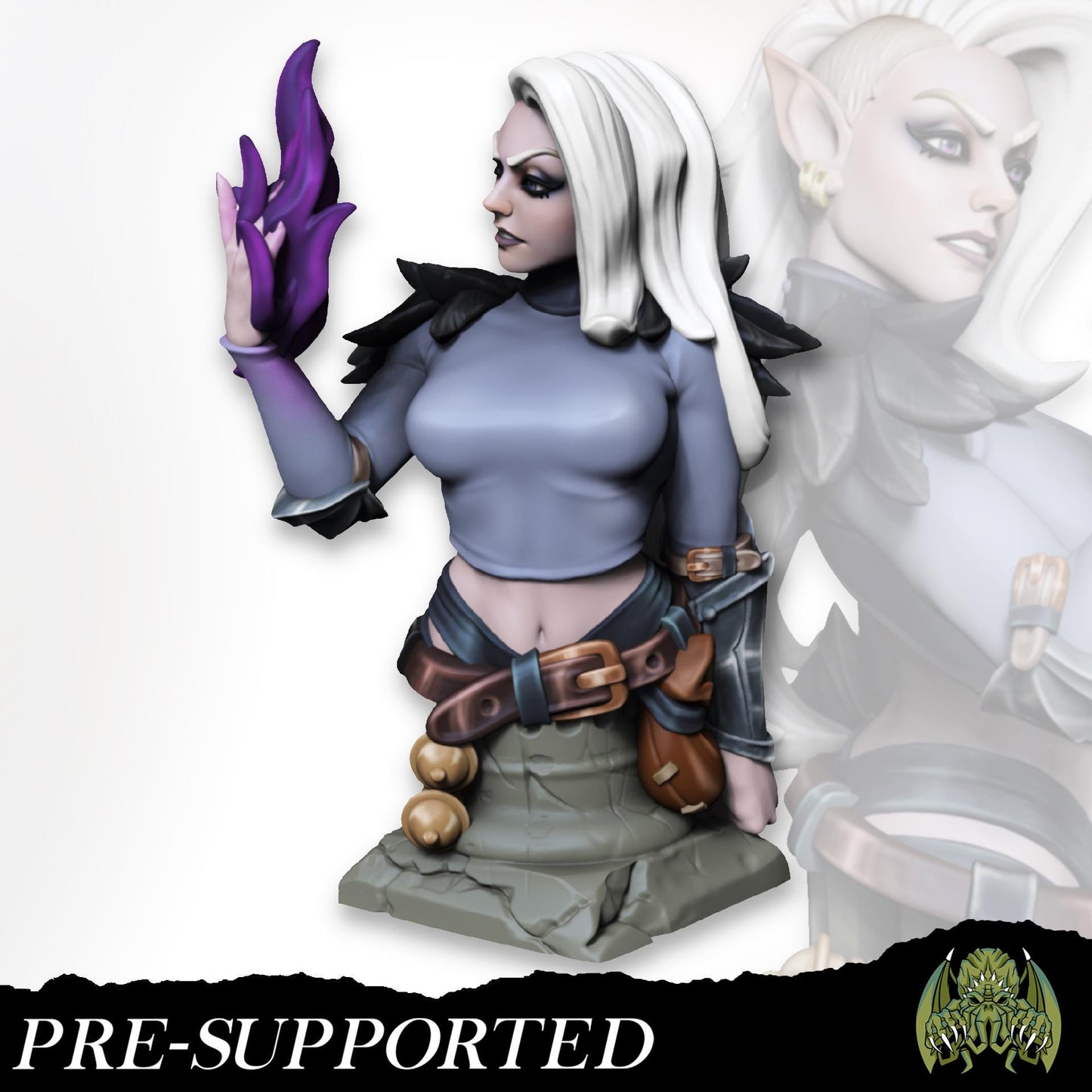 Kayla the Dark Blade Miniature (w/NSFW variation) - Miniatures of Madness - 28mm / 32mm / 36mm / Bust - Unpainted Miniature for TTRPGs