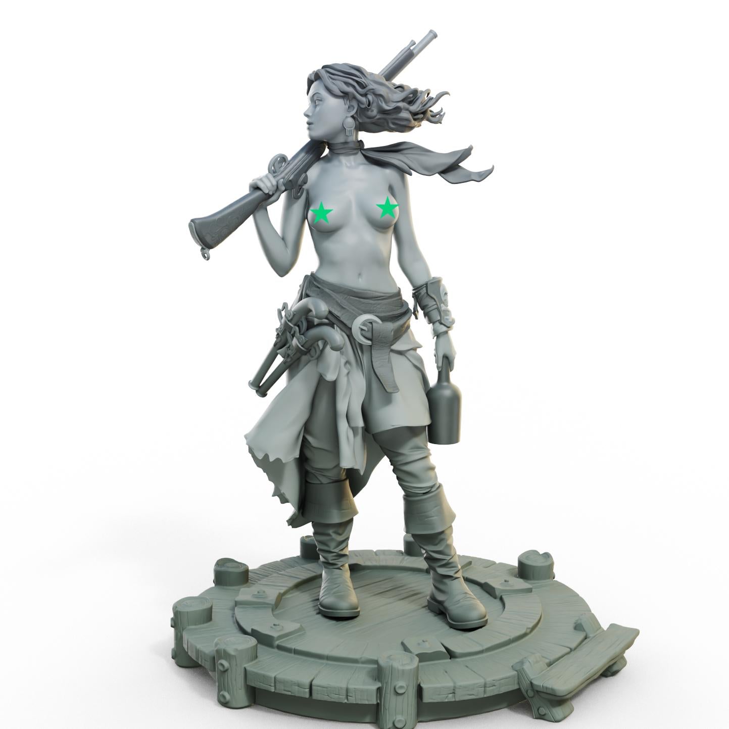 Pirate Nerida Miniature (w/NSFW Variation) - 28mm / 32mm / 36mm / 75mm - Female Miniatures - Resin Printed Miniature for Painting and TTRPGs