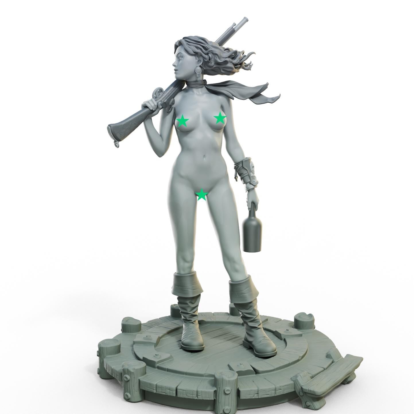 Pirate Nerida Miniature (w/NSFW Variation) - 28mm / 32mm / 36mm / 75mm - Female Miniatures - Resin Printed Miniature for Painting and TTRPGs