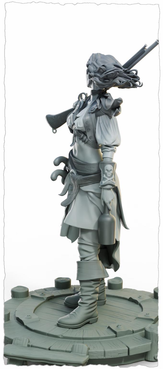 Pirate Nerida Miniature (w/NSFW Variation) - 28mm / 32mm / 36mm / 75mm - Female Miniatures - Resin Printed Miniature for Painting and TTRPGs
