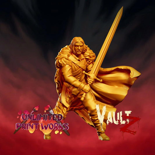 Norric Greatsword Miniature - 28mm / 32mm / 36mm - VaultZ - Resin Printed Figures for D&D, TTRPGs, Zombicide, and Board Games