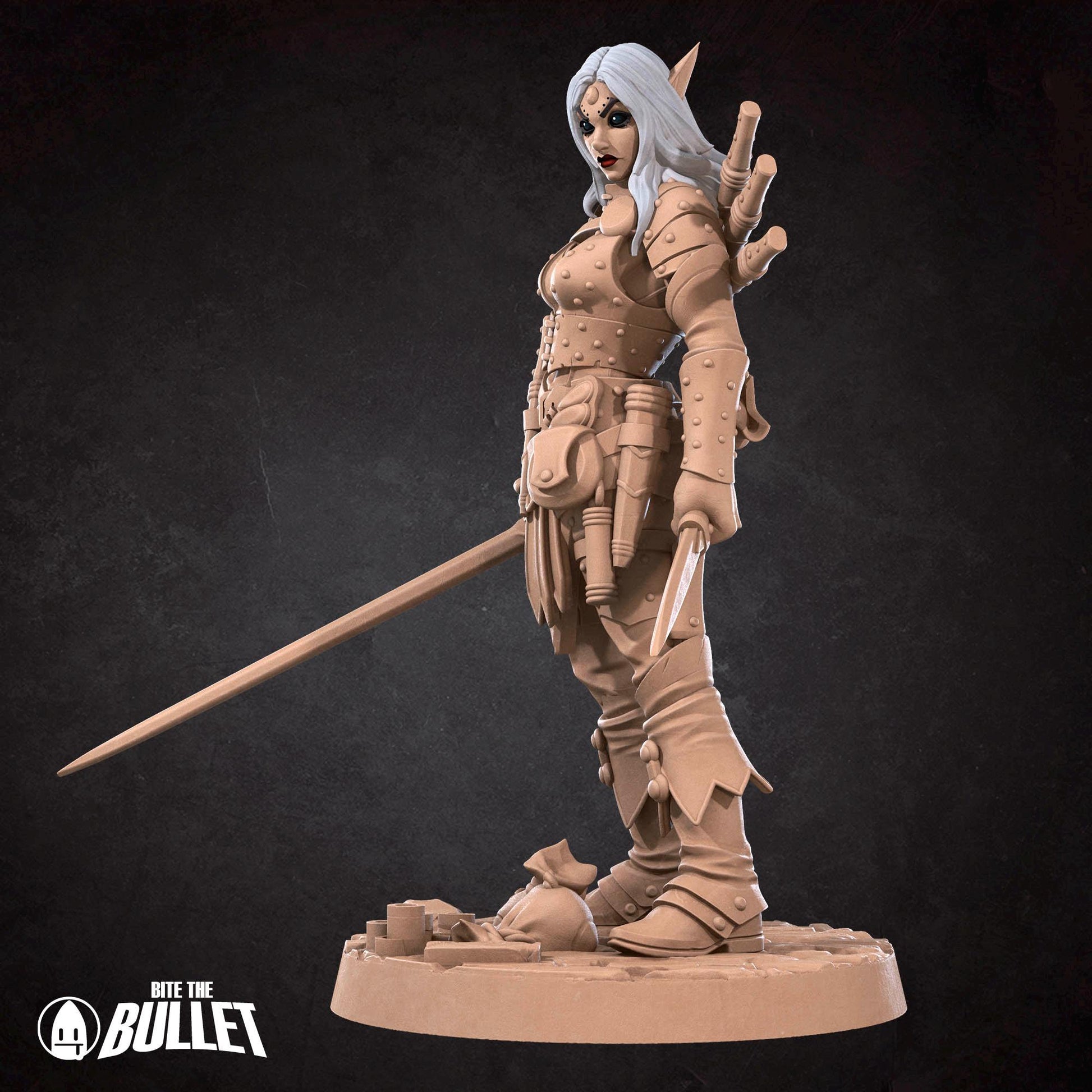 Elf Rogue Miniature - 28mm / 32mm / 36mm - Bite the Bullet - Resin Printed Figure for D&D, TTRPGs, and Board Games