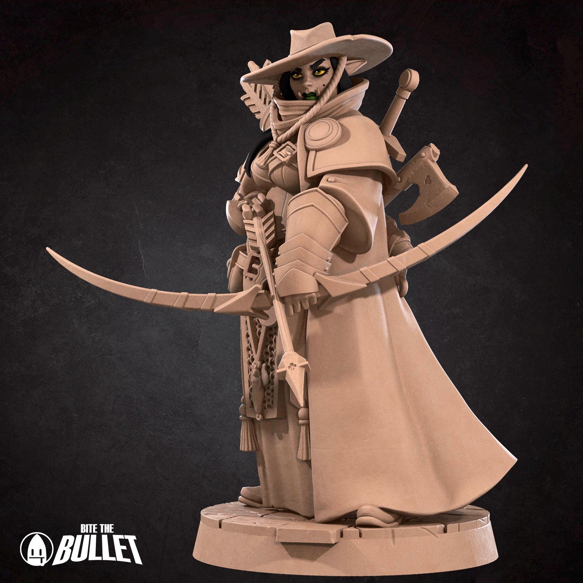 Half-Orc Ranger Vindicator Miniature - 28mm / 32mm / 36mm - Bite the Bullet - Resin Printed Figure for D&D, TTRPGs, and Board Games
