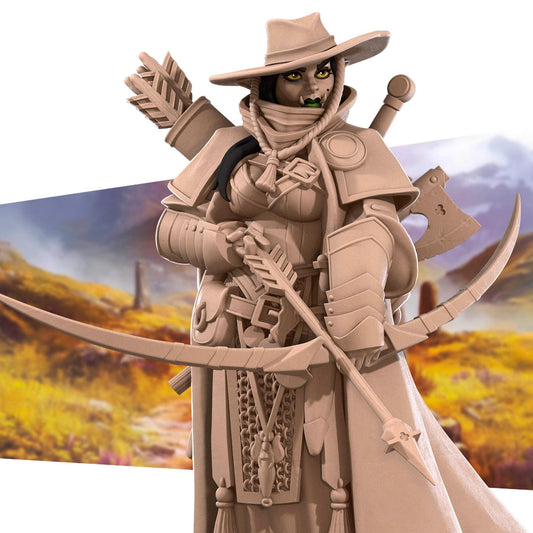 Half-Orc Ranger Vindicator Miniature - 28mm / 32mm / 36mm - Bite the Bullet - Resin Printed Figure for D&D, TTRPGs, and Board Games