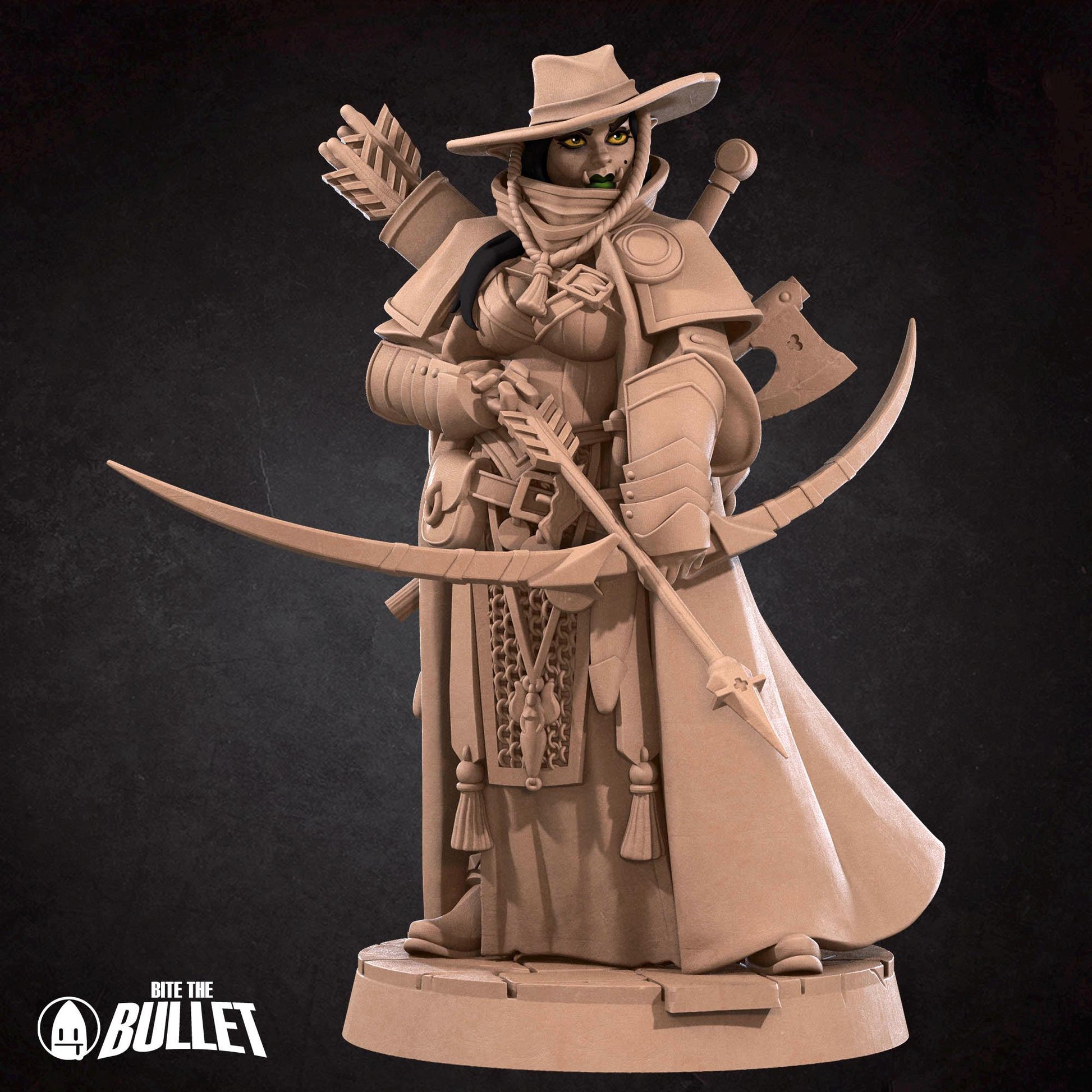 Half-Orc Ranger Vindicator Miniature - 28mm / 32mm / 36mm - Bite the Bullet - Resin Printed Figure for D&D, TTRPGs, and Board Games