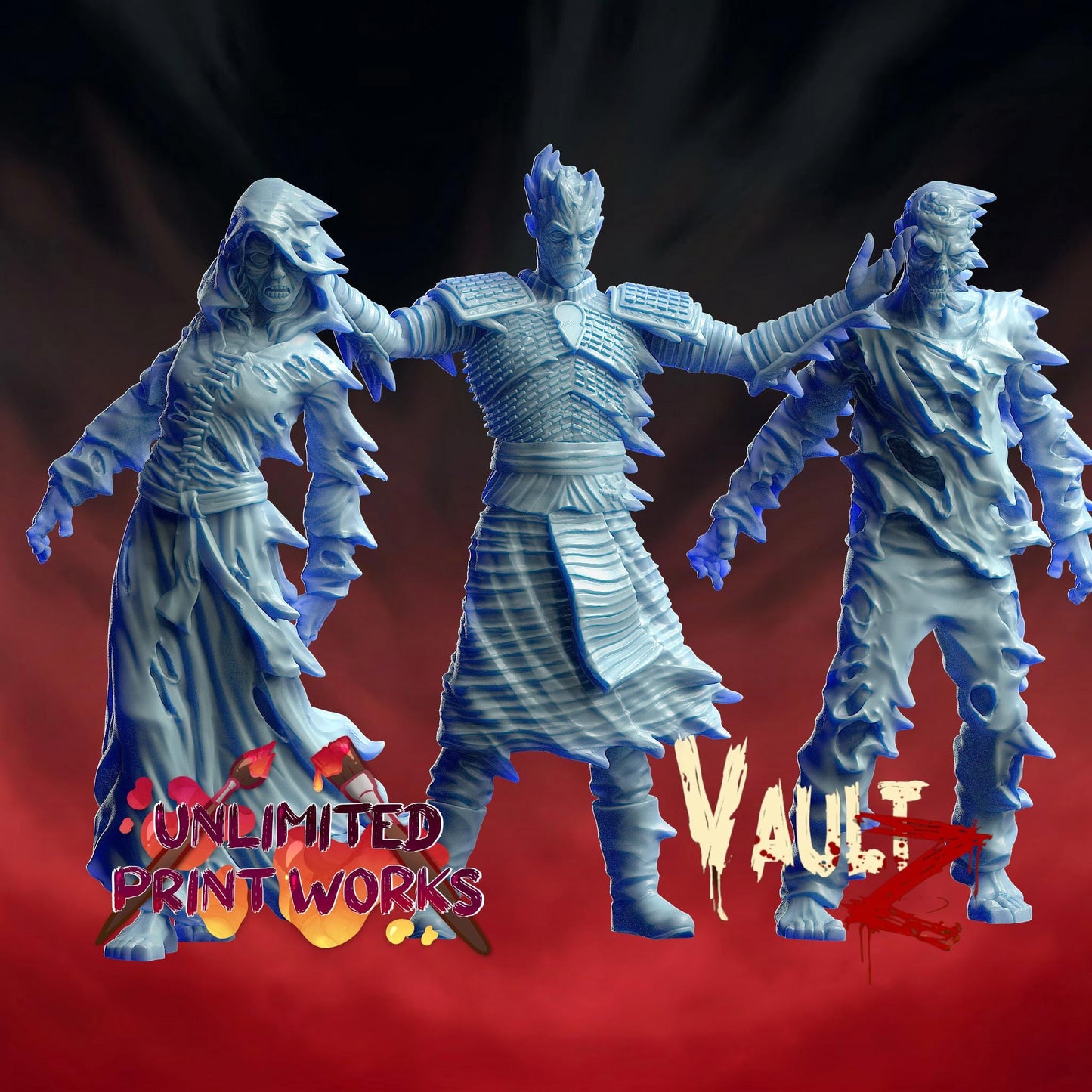 Frozen Zombie Miniature (5 Variations) - 28mm / 32mm / 36mm - VaultZ - Resin Printed Figures for D&D, TTRPGs, Zombicide, and Board Games