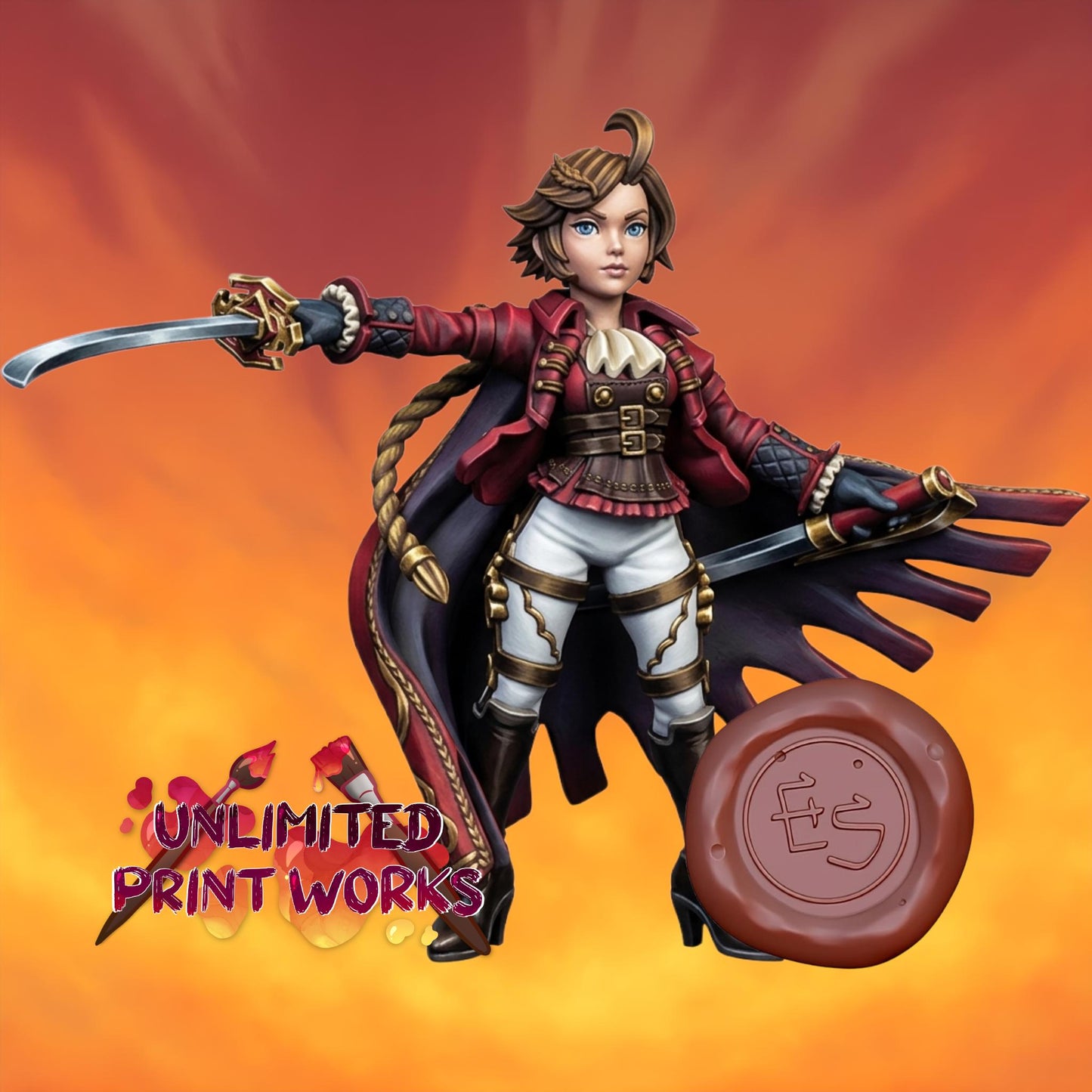 Crimson Whirlwind Miniature - 28mm / 32mm / 36mm / 75mm - Ethan Savage Studios - Unpainted Resin Printed Figure for TTRPGs, and Board Games