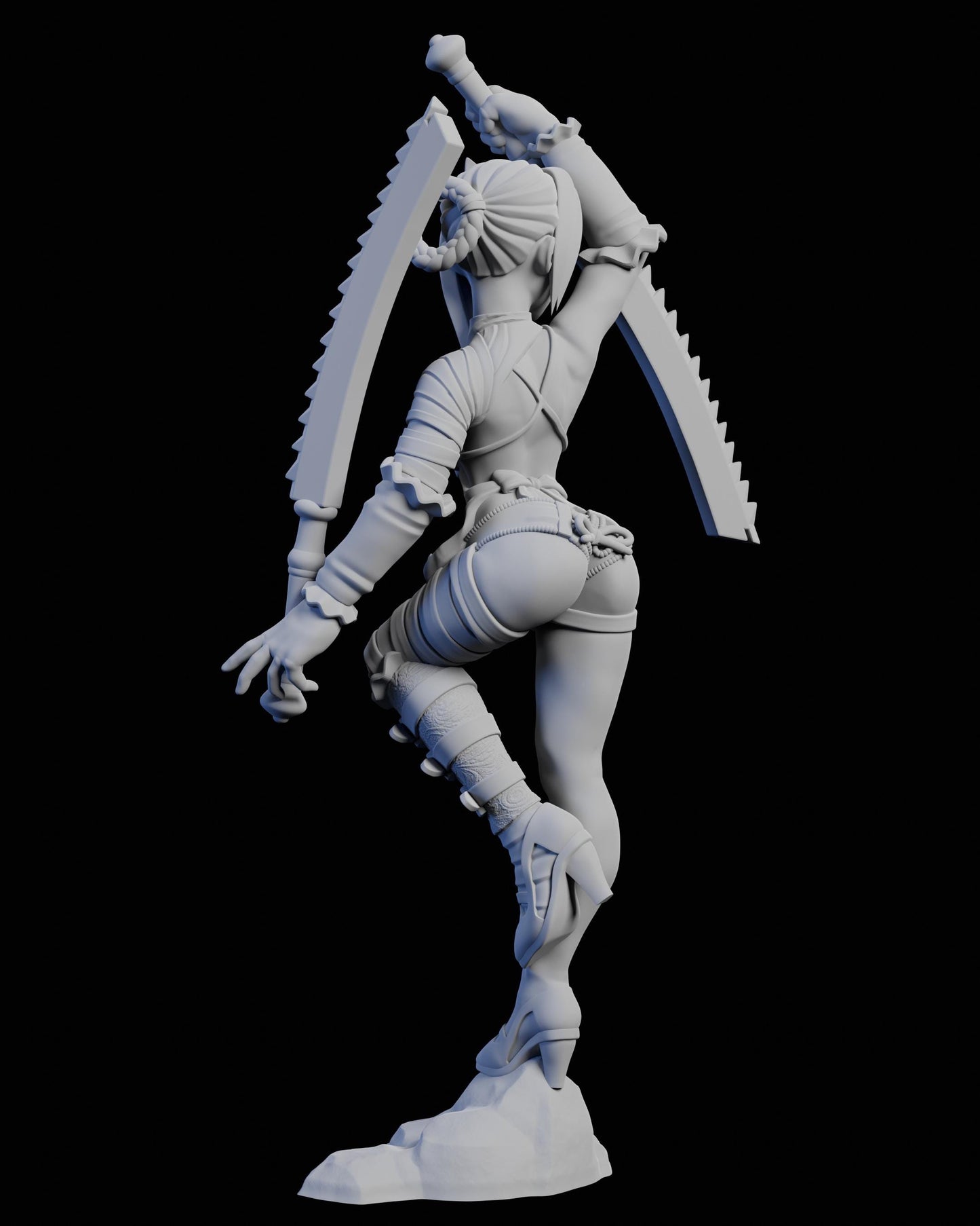 Twin Blades Miniature - 28mm / 32mm / 36mm / 75mm - Ethan Savage Studios - Unpainted Resin Printed Figure for D&D, TTRPGs, and Board Games