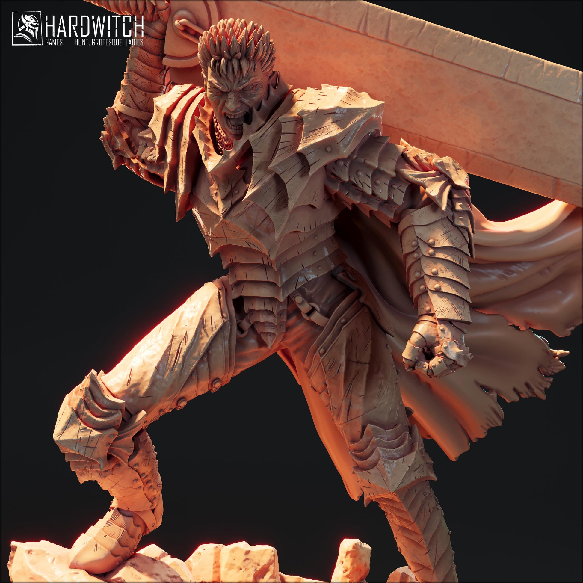 Berserker Pilgrim Miniature (2 Variations) - 28mm / 32mm / 36mm / 75mm - HardWitch Games - Resin Printed Figure for TTRPGs and War Games