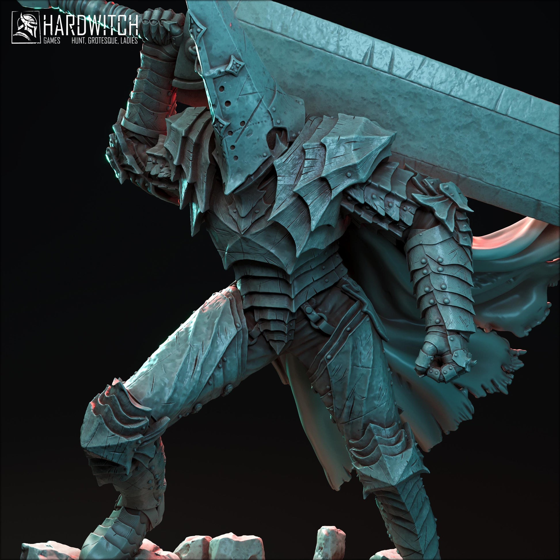 Berserker Pilgrim Miniature (2 Variations) - 28mm / 32mm / 36mm / 75mm - HardWitch Games - Resin Printed Figure for TTRPGs and War Games