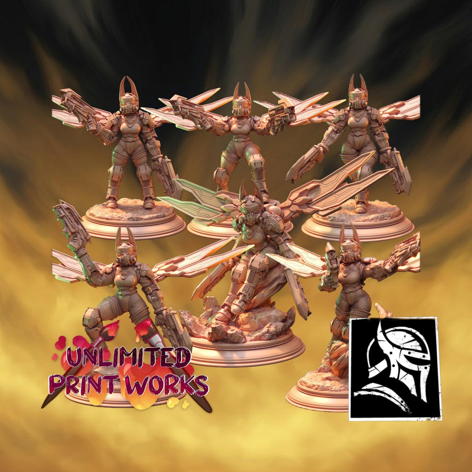 Cybernetic Miniature Set - 28mm / 32mm / 36mm - HardWitch Games - Resin Printed Figure for D&D, TTRPGs, and Board Games