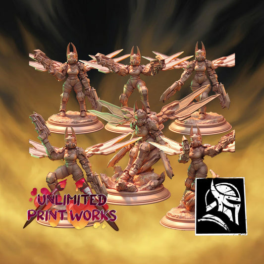 Cybernetic Miniature Set - 28mm / 32mm / 36mm - HardWitch Games - Resin Printed Figure for D&D, TTRPGs, and Board Games